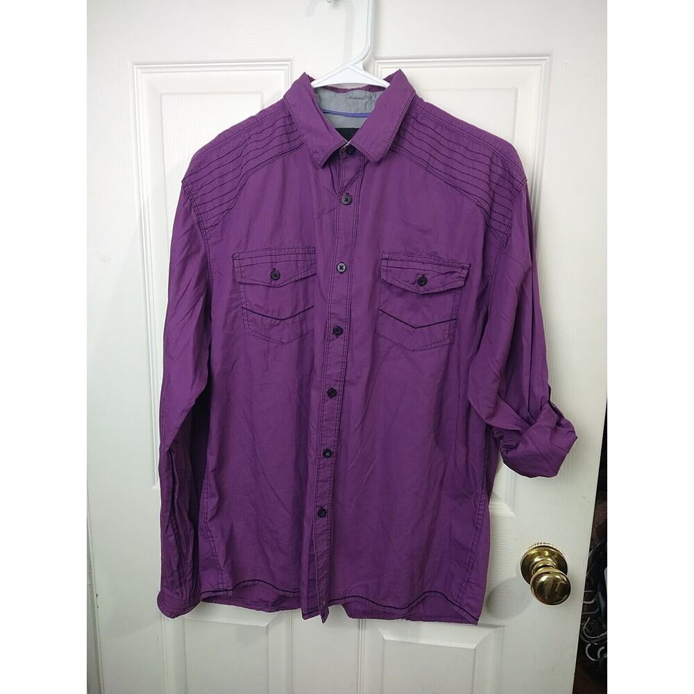 Tranquility Mayhem Woman M Shirt Purple Collared Button Western Casual Workwear
